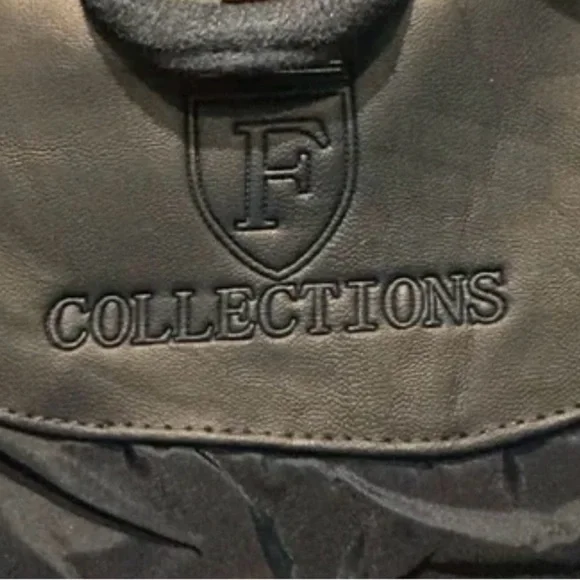 “F Collections" Jacket Size Small Blue Suede Zippered Front Long Sleeve Hooded - Picture 7 of 8